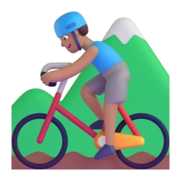 Man mountain biking: medium skin tone animated emoji
