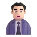 Man office worker: light skin tone 3D animated emoji