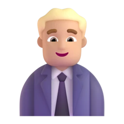 Man office worker: medium-light skin tone animated emoji