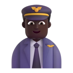 Man pilot: dark skin tone animated emoji
