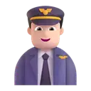 Man pilot: light skin tone 3D animated emoji