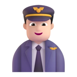 Man pilot: light skin tone animated emoji