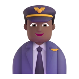 Man pilot: medium-dark skin tone animated emoji