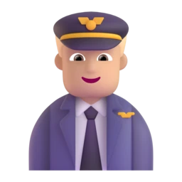 Man pilot: medium-light skin tone animated emoji