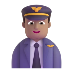 Man pilot: medium skin tone animated emoji