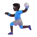 Man playing handball: dark skin tone 3D animated emoji
