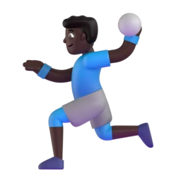 Man playing handball: dark skin tone animated emoji