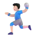 Man playing handball: light skin tone 3D animated emoji