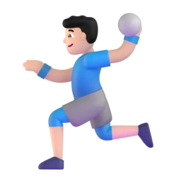 Man playing handball: light skin tone animated emoji