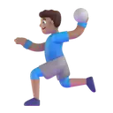 Man playing handball: medium skin tone 3D animated emoji