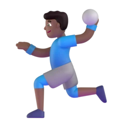 Man playing handball: medium-dark skin tone animated emoji