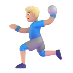 Man playing handball: medium-light skin tone animated emoji