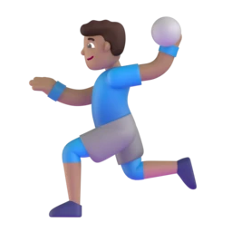 Man playing handball: medium skin tone animated emoji