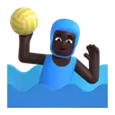 Man playing water polo: dark skin tone 3D animated emoji