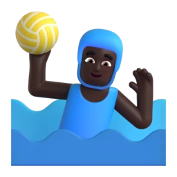 Man playing water polo: dark skin tone animated emoji