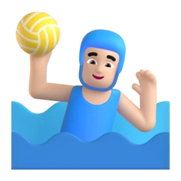 Man playing water polo: light skin tone animated emoji