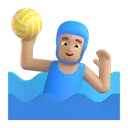 Man playing water polo: medium-light skin tone 3D animated emoji