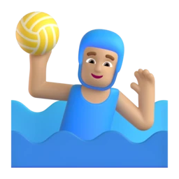 Man playing water polo: medium-light skin tone animated emoji