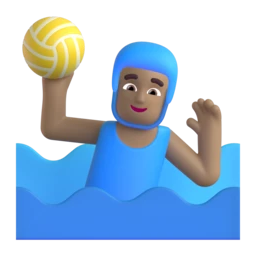 Man playing water polo: medium skin tone animated emoji