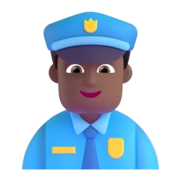 Man police officer: medium-dark skin tone animated emoji