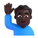 Man raising hand: dark skin tone 3D animated emoji