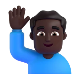 Man raising hand: dark skin tone animated emoji
