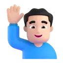Man raising hand: light skin tone 3D animated emoji