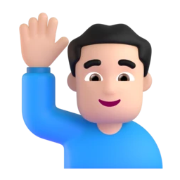Man raising hand: light skin tone animated emoji
