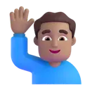 Man raising hand: medium skin tone 3D animated emoji