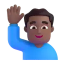 Man raising hand: medium-dark skin tone 3D animated emoji