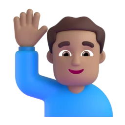 Man raising hand: medium skin tone animated emoji