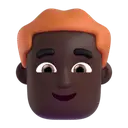 Man: red hair: dark skin tone 3D animated emoji