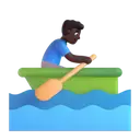 Man rowing boat: dark skin tone 3D animated emoji