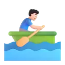 Man rowing boat: light skin tone 3D animated emoji