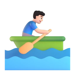Man rowing boat: light skin tone animated emoji