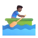 Man rowing boat: medium-dark skin tone 3D animated emoji