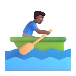 Man rowing boat: medium-dark skin tone animated emoji