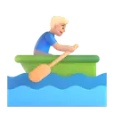 Man rowing boat: medium-light skin tone 3D animated emoji
