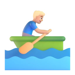 Man rowing boat: medium-light skin tone animated emoji