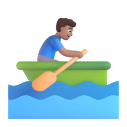 Man rowing boat: medium skin tone animated emoji