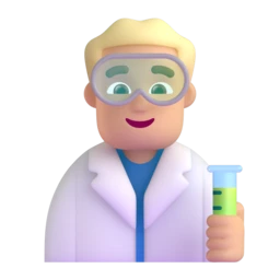 Man scientist: medium-light skin tone animated emoji
