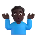 Man shrugging: dark skin tone 3D animated emoji