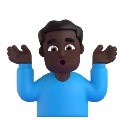 Man shrugging: dark skin tone animated emoji