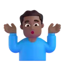 Man shrugging: medium-dark skin tone 3D animated emoji
