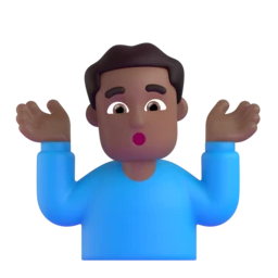 Man shrugging: medium-dark skin tone animated emoji