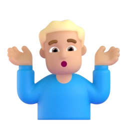 Man shrugging: medium-light skin tone animated emoji
