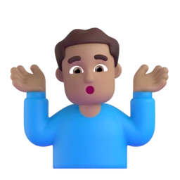 Man shrugging: medium skin tone animated emoji