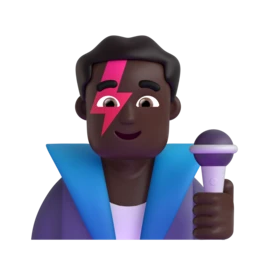 Man singer: dark skin tone animated emoji