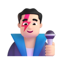 Man singer: light skin tone animated emoji