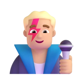 Man singer: medium-light skin tone animated emoji